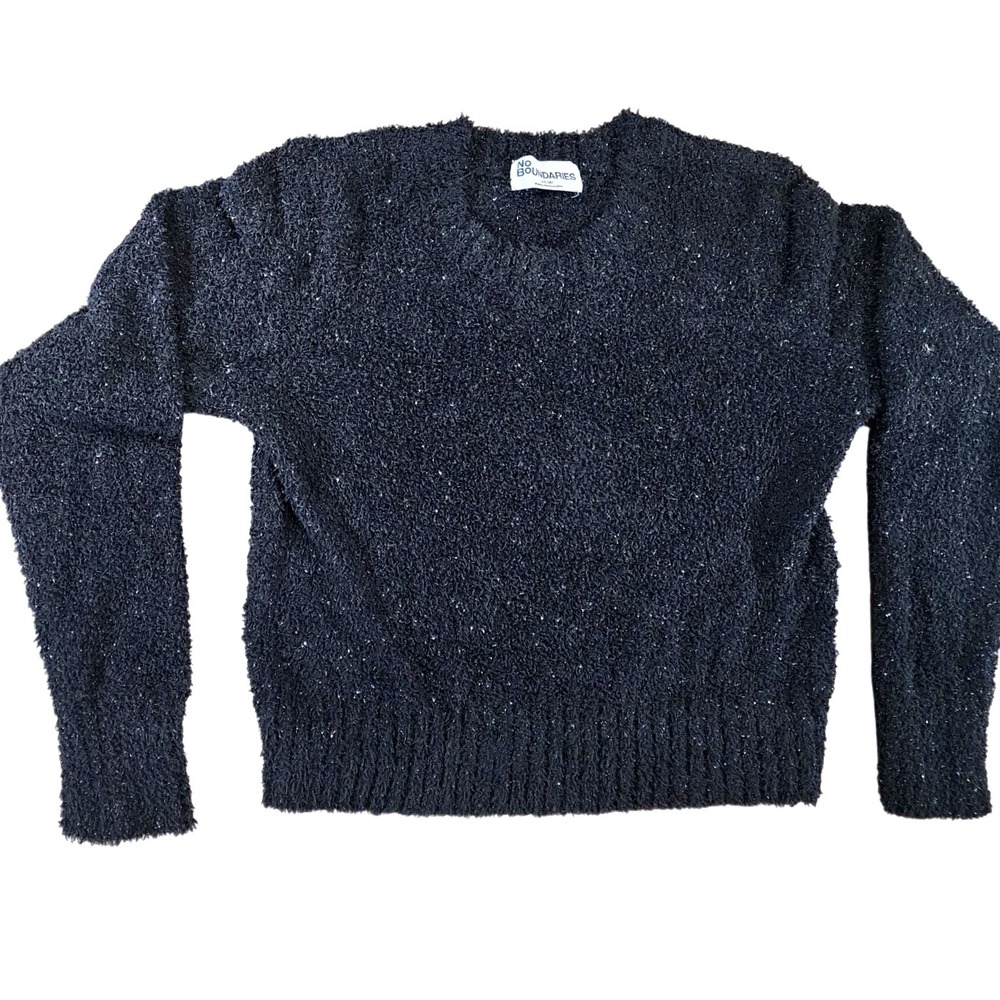 Black Sparkle Sweater Long Sleeve Crewneck Plus Size XXL